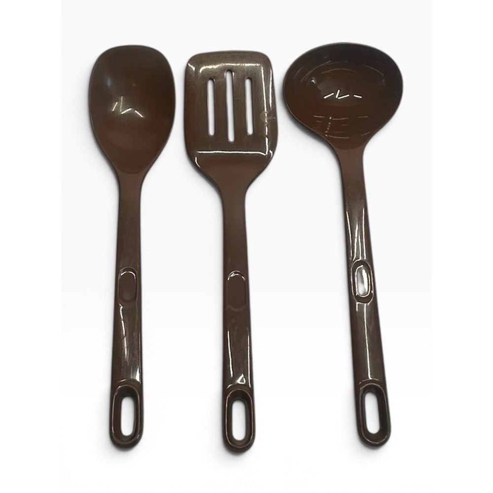 Rubbermaid Party Plan Kitchen Utensil Set 3pc Brown Vintage 70s 0915 0917 0918